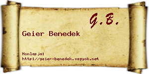 Geier Benedek névjegykártya